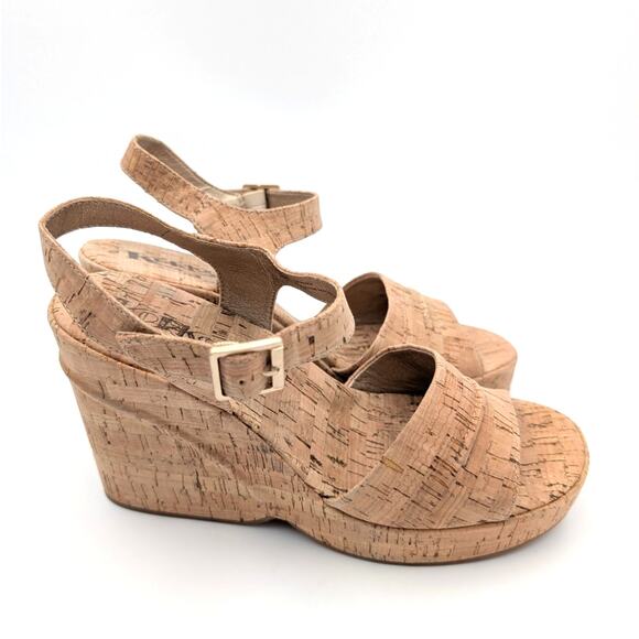 Korks Bardot II Cork Comfort Wedge Sandals Women's Natural Size US10M EU41 - Picture 3 of 10